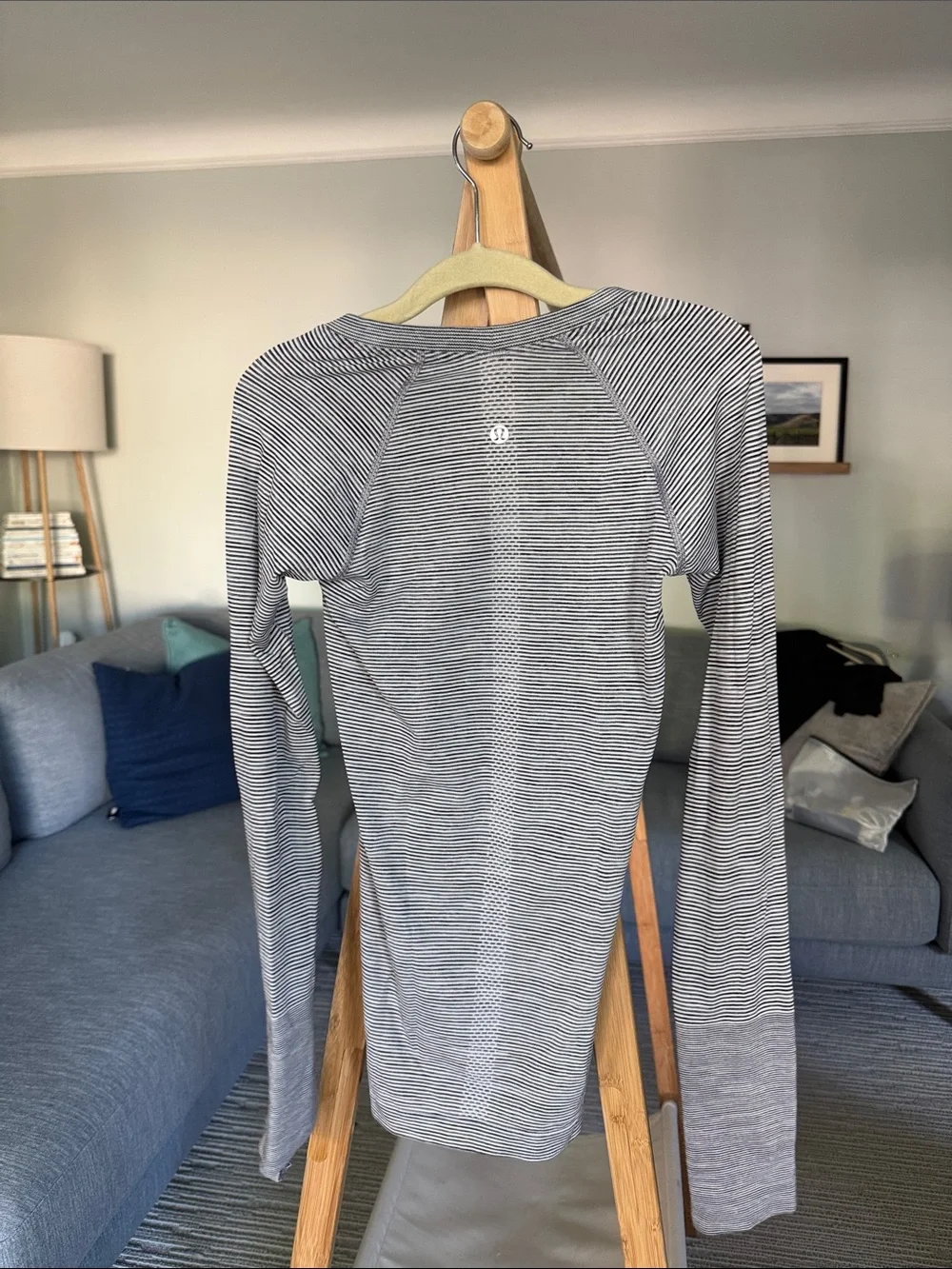 lululemon athletica Black & White Striped Performance Top